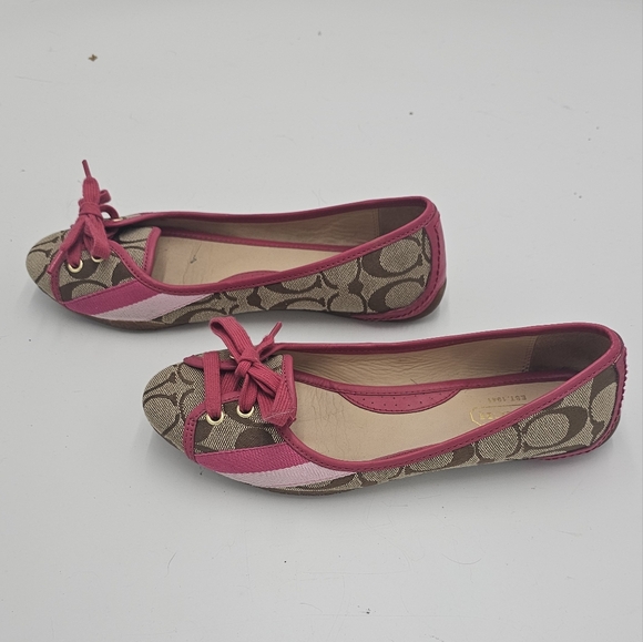 Coach Racestripe Janelle Slip On Flats Brown and Pink sz 6 - Picture 1 of 5
